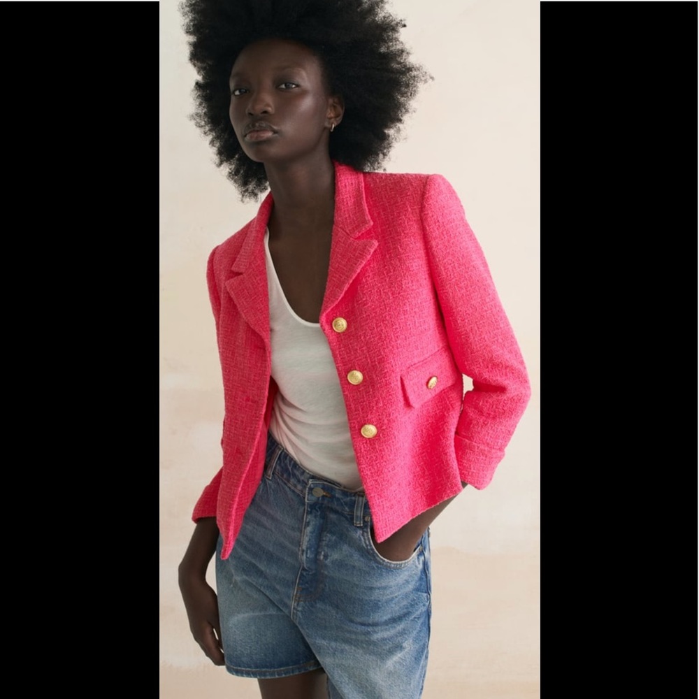 Zara Buttoned Textured Weave Blazer - image 2